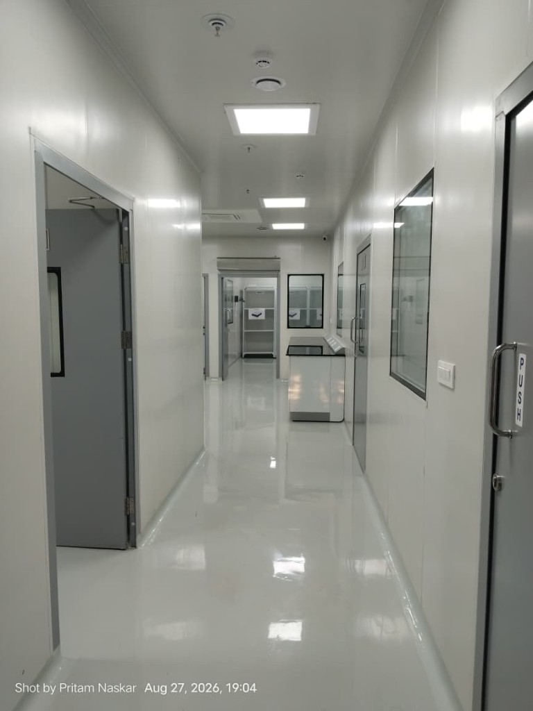 Laboratory corridor with electrical, HVAC, and fire systems at the Biogas Training Centre