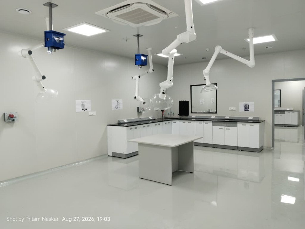 Laboratory interior with benches and HVAC extraction at the Biogas Training Centre